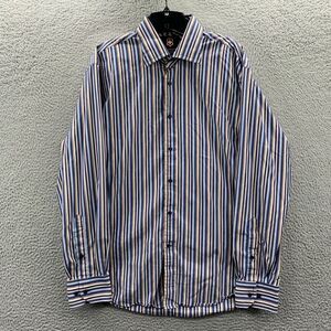 VICTORINOX Shirt Mens Large Button Up Striped Long Sleeve Blue